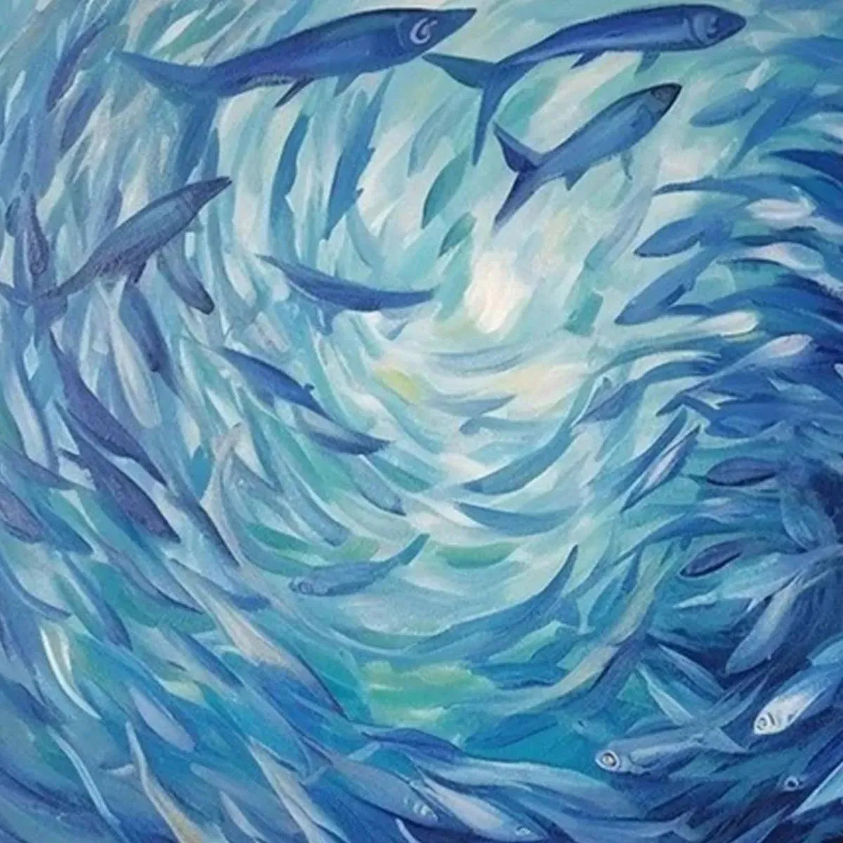 Blue Animal Oil Painting – Oceanic Whirl