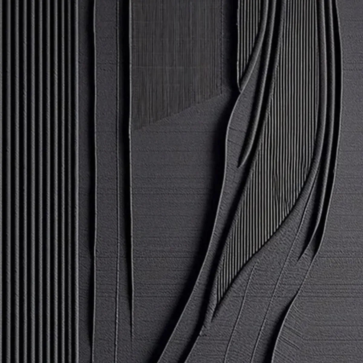 Black Textured Lines And Curves – Wabi-Sabi Abstract Oil Painting, view 4