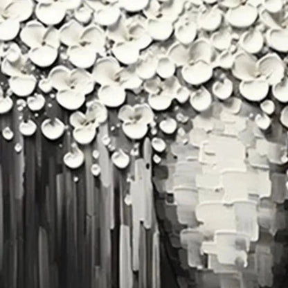 Grey and White Wabi-Sabi Bouquet Textured Painting – White Bouquet