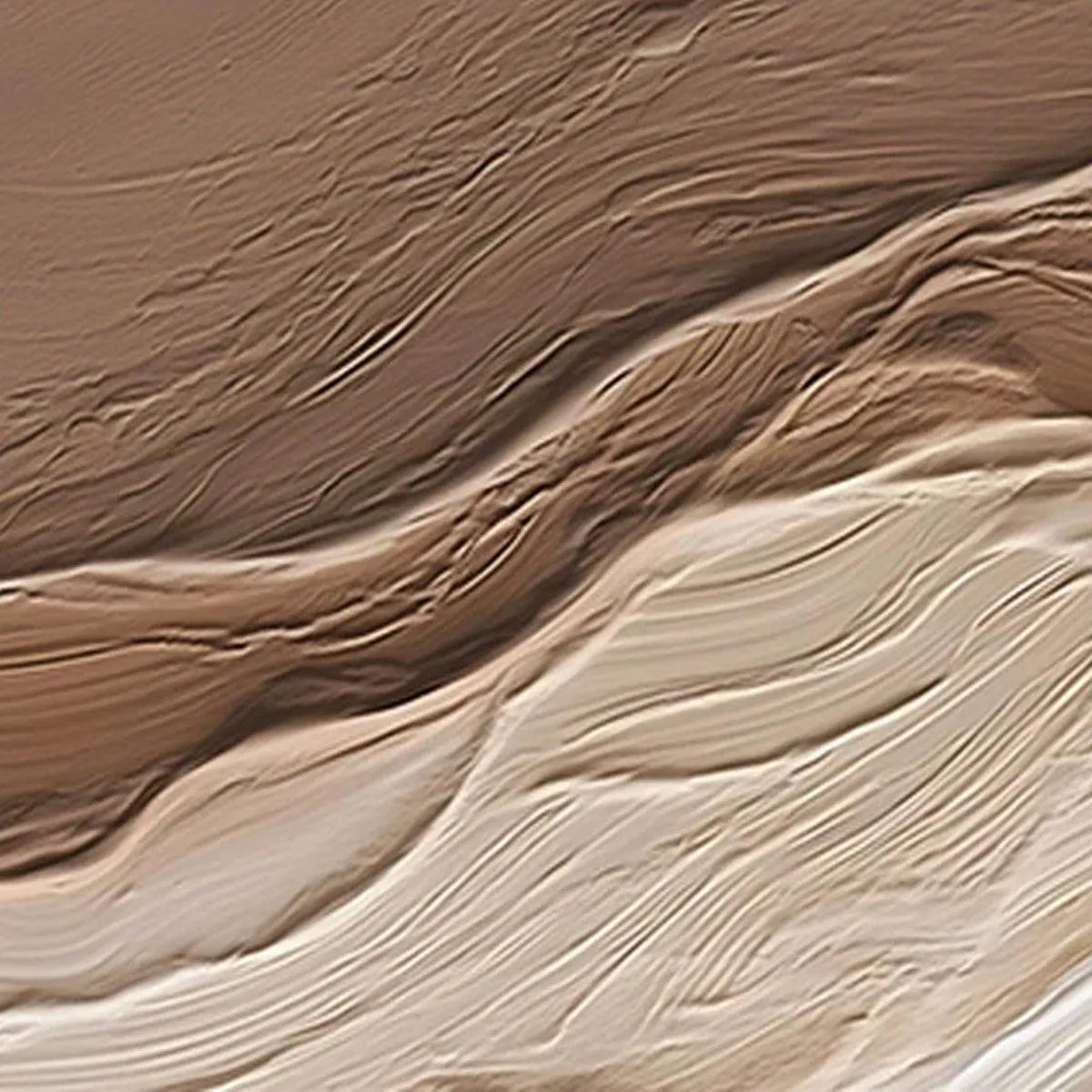 Desert Flow hand-painted beige and earth brown textured coastal landscape painting shown with black frame