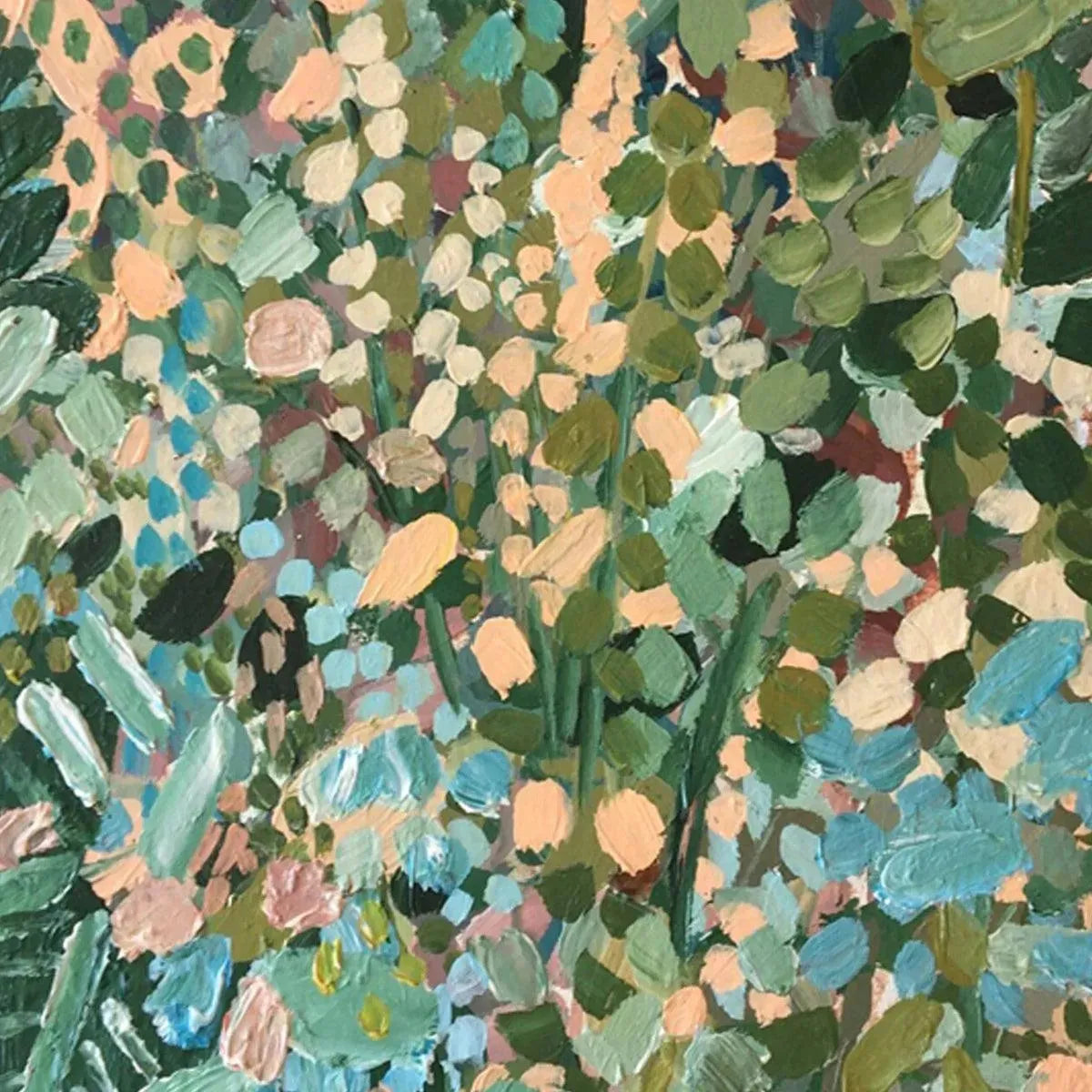 Blue and Green Abstract Floral Painting – Enchanted Garden