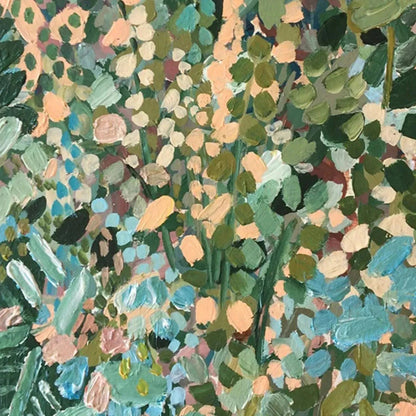 Blue and Green Abstract Floral Painting – Enchanted Garden