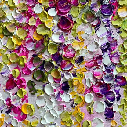 Green and Pink Wisteria Impasto Painting – Wisteria Cascade