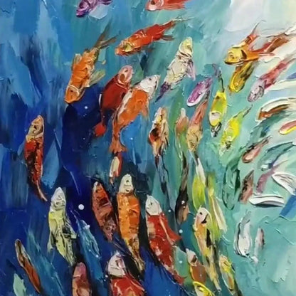 Whirlpool Of Fish – Animal Oil Painting, view 3