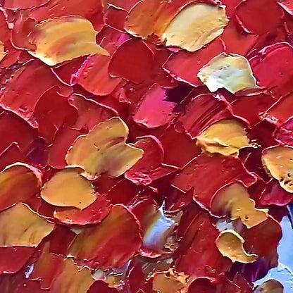 Orange and Red Tree Impasto Painting – Autumn Fire
