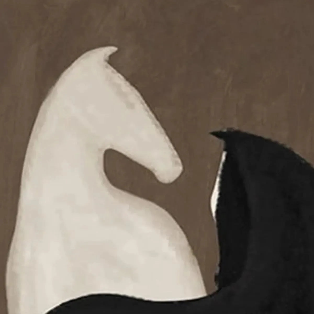 Two Horses On Brown – Minimalist Horse Oil Painting, view 3
