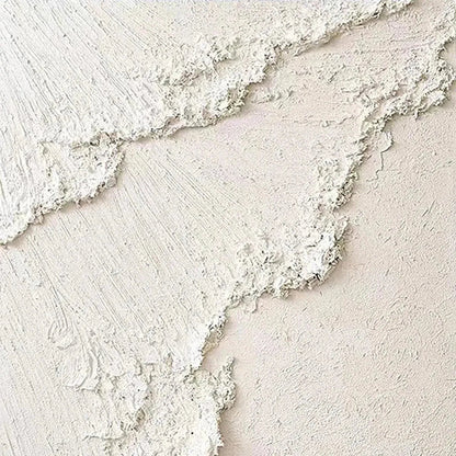 White Crest hand-painted white and soft beige textured ocean wave painting shown with black frame