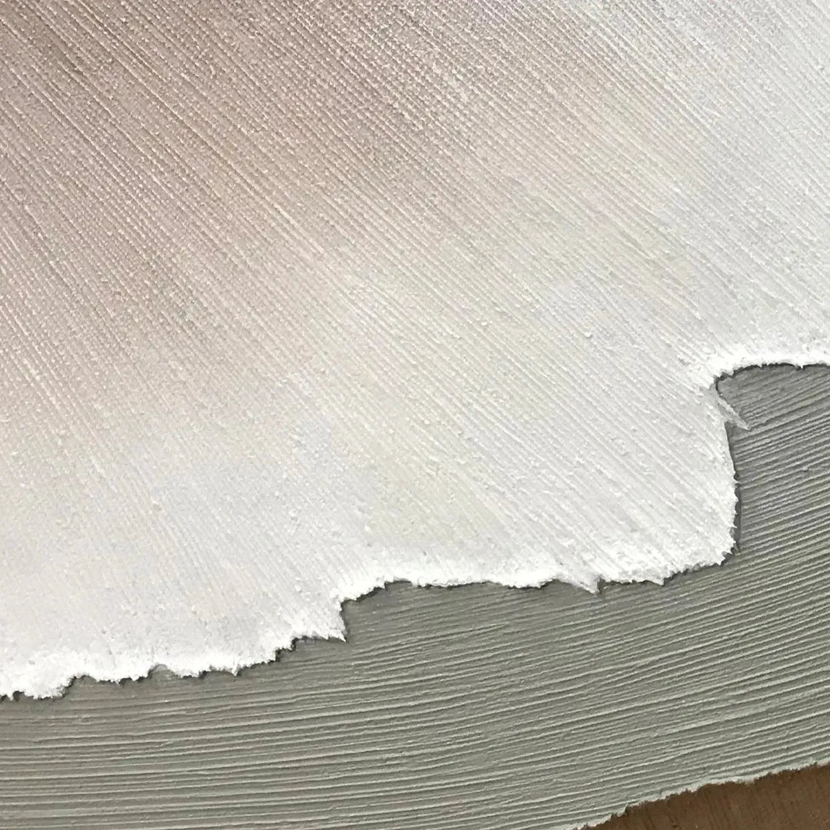 Earth Tones hand-painted white, beige, soft grey and earth brown textured coastal landscape painting shown with black frame