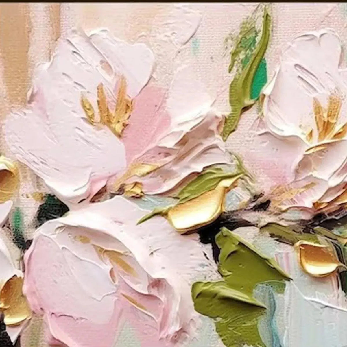 Golden Blush – Floral Impasto Painting, view 3