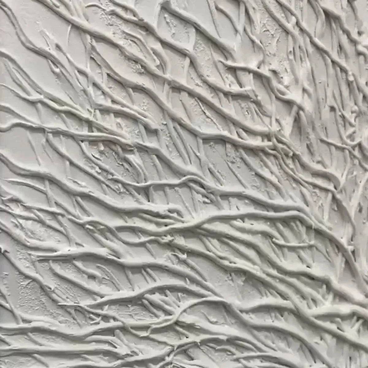 White Wabi-Sabi Tree Textured Oil Painting – White Textured Tree
