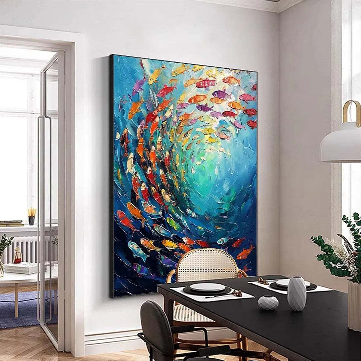 Whirlpool Of Fish – Animal Oil Painting, view 5