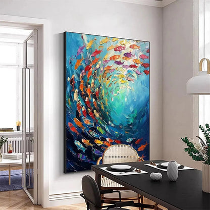 Whirlpool Of Fish – Animal Oil Painting, view 5