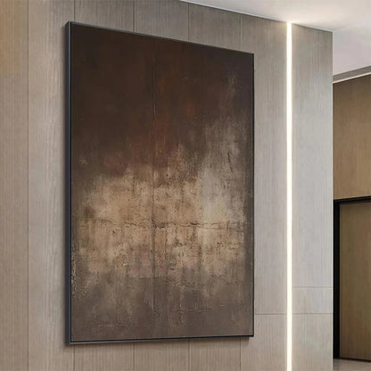 Dark Brown Textured Abstract – Wabi-Sabi Abstract Oil Painting, view 5
