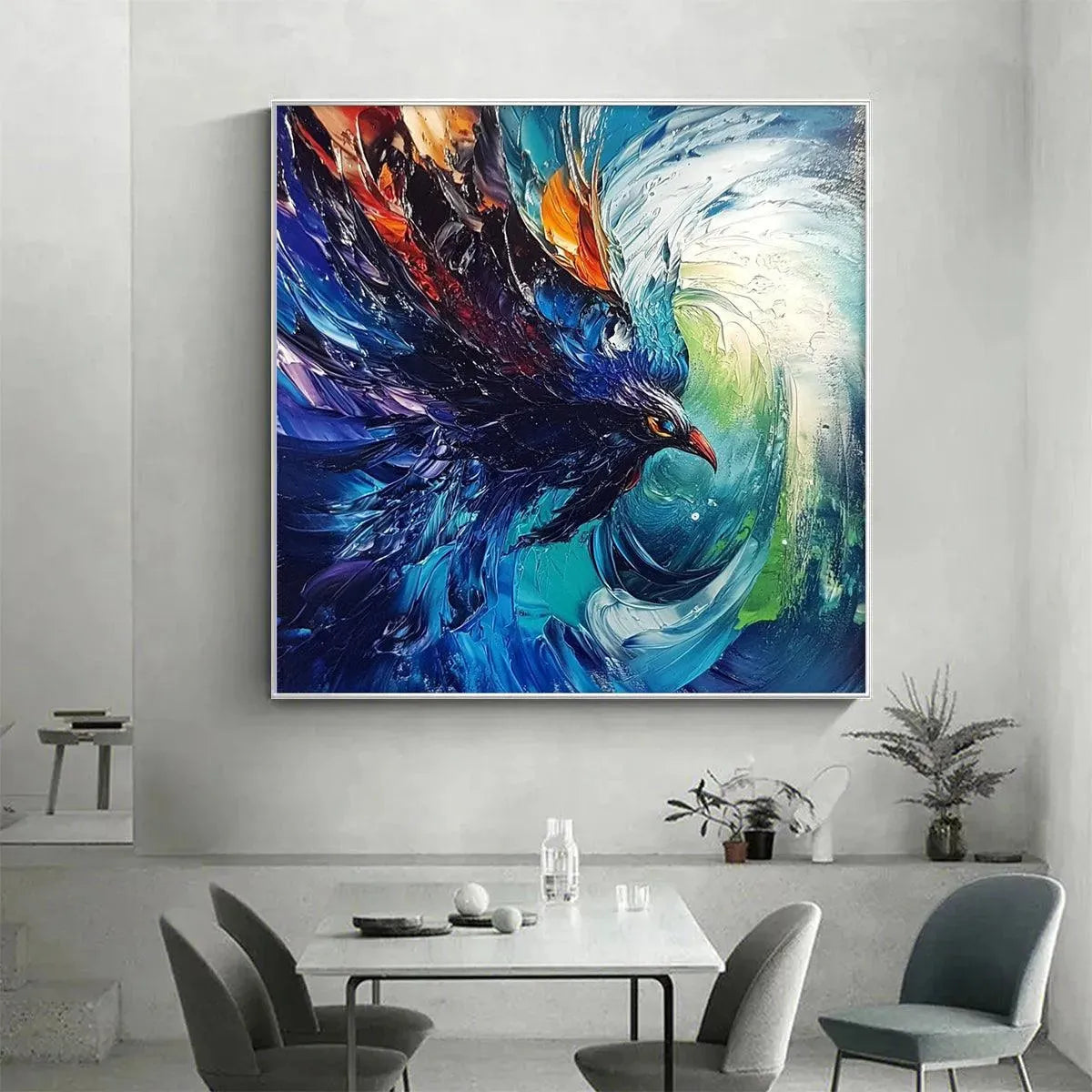 Storm Razor – Bird Impasto Oil Painting, view 2