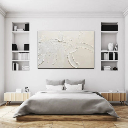 White Textured Abstract – Wabi-Sabi Landscape Oil Painting, view 5