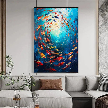 Colorful Underwater Ocean Oil Painting – Coral Reef Dance