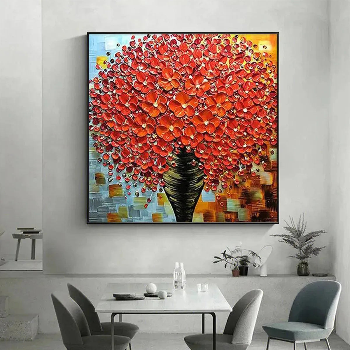 Crimson Bouquet – Bouquet Impasto Painting, view 4