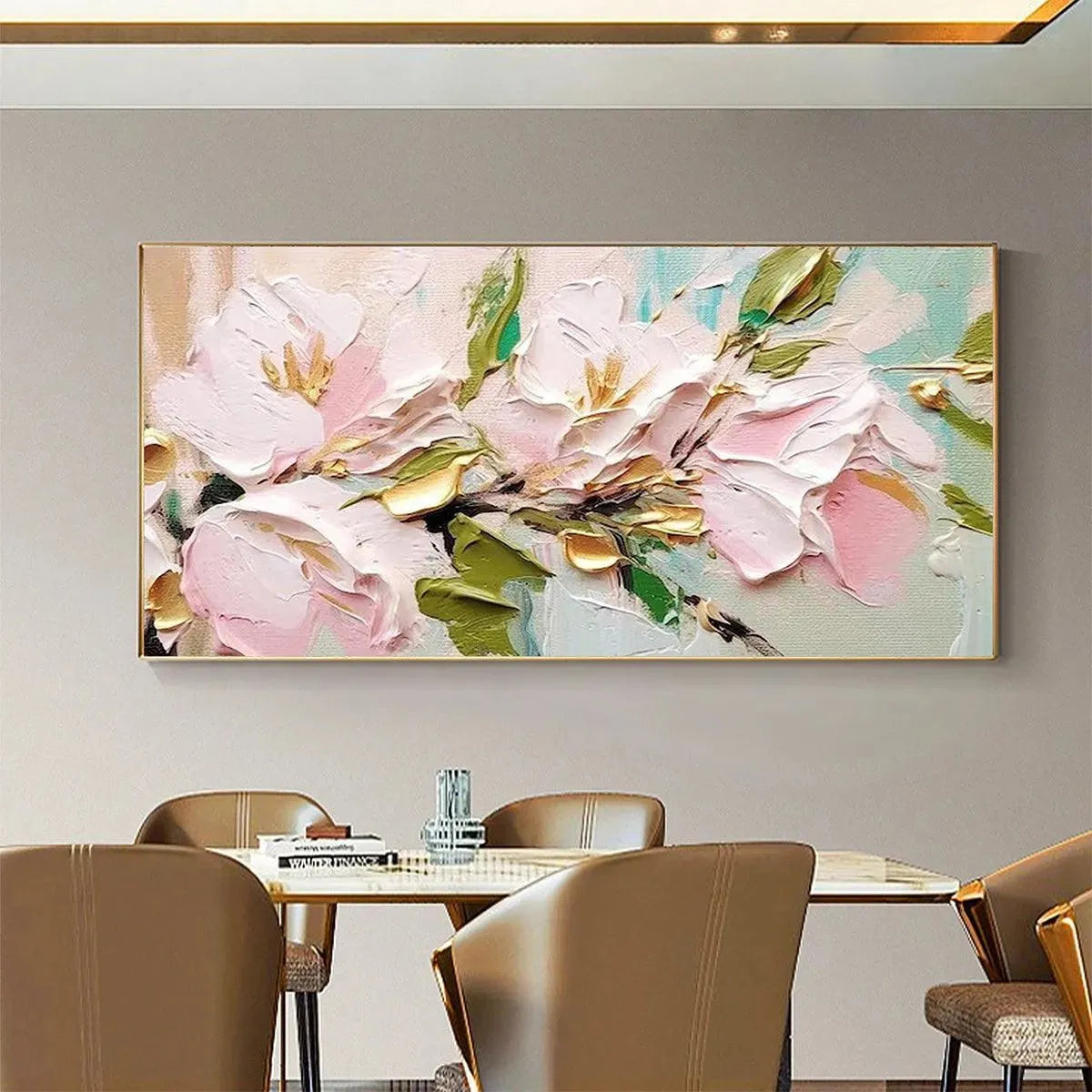 Golden Blush – Floral Impasto Painting, view 5