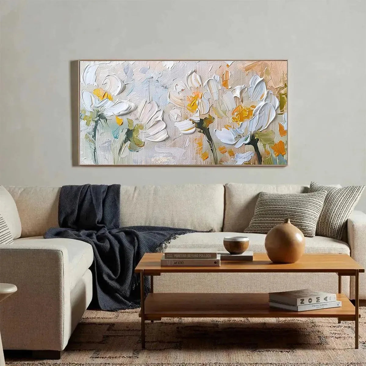 White Blossoms – Floral Impasto Painting, view 5
