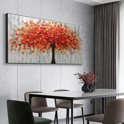 Orange and Red Tree Impasto Painting – Autumn Fire