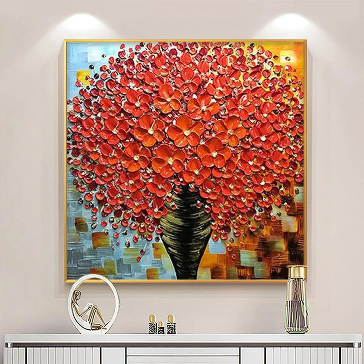 Crimson Bouquet – Bouquet Impasto Painting, view 2