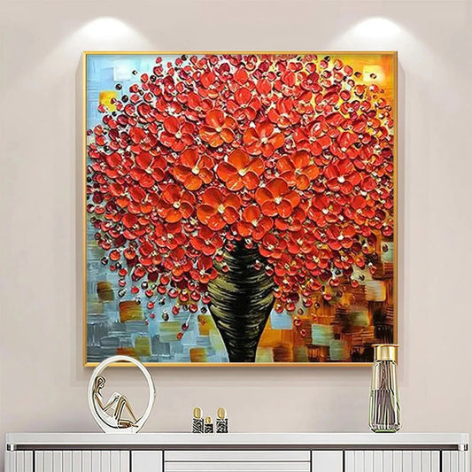 Crimson Bouquet – Bouquet Impasto Painting, view 2