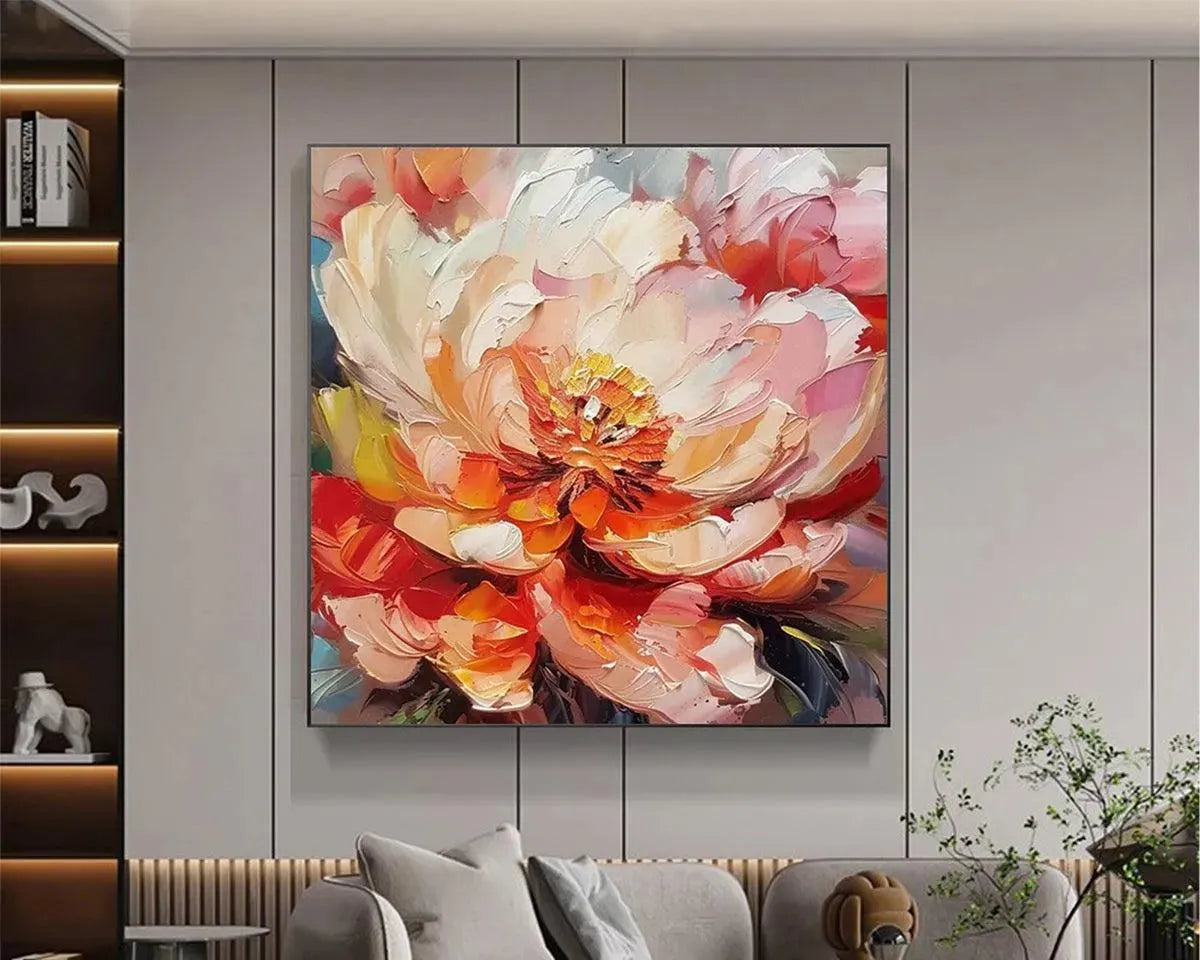 Blooming Peony – Peony Impasto Painting, view 5