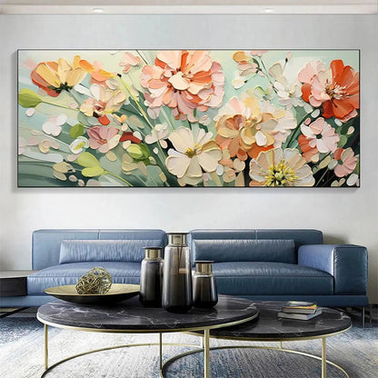 Orange and White Floral Impasto Painting – Sunkissed Garden