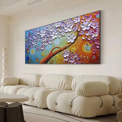 Gold and Lavender Floral Textured Painting – Lilac Dream
