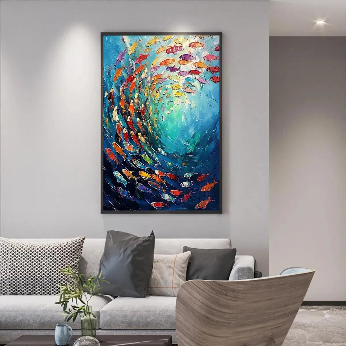 Colorful Animal Oil Painting – Whirlpool Of Fish