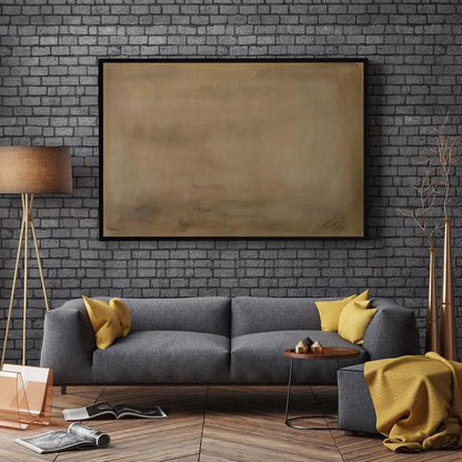 Brown Wabi-Sabi Landscape Oil Painting – Earthy Minimalist Landscape