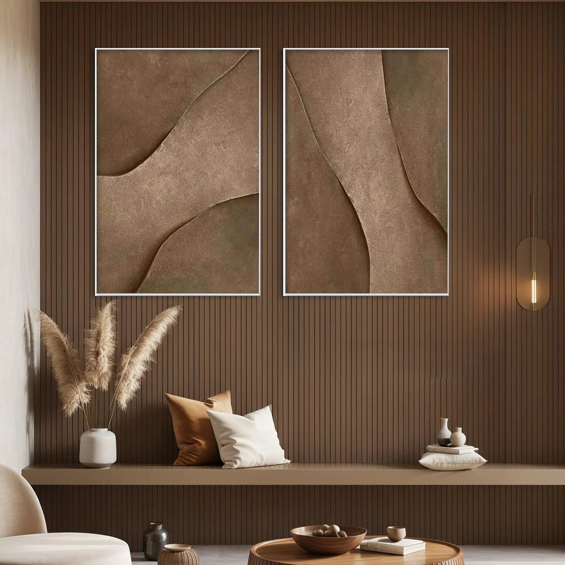 Brown Texture Duo – Wabi-Sabi Abstract Oil Painting, view 4