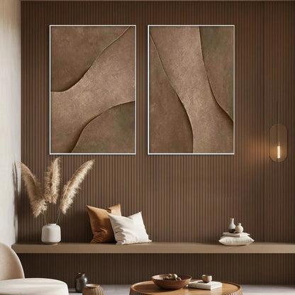 Brown Texture Duo – Wabi-Sabi Abstract Oil Painting, view 4