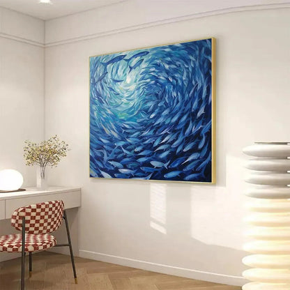 Blue Animal Oil Painting – Oceanic Whirl