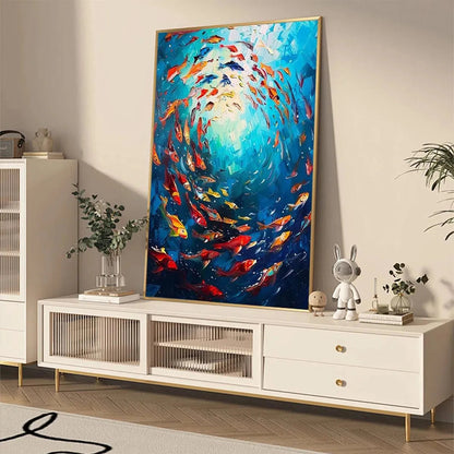 Colorful Underwater Ocean Oil Painting – Coral Reef Dance