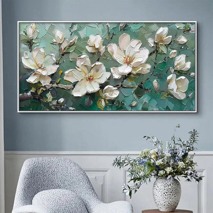 Jade Magnolias – Magnolia Impasto Painting, view 2