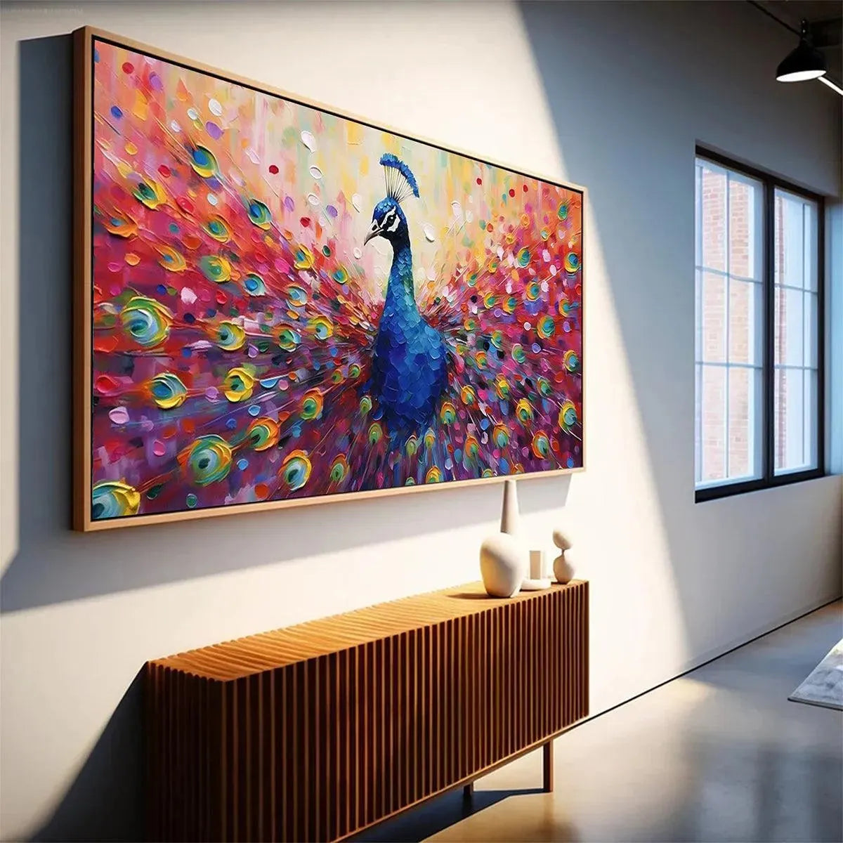 Majestic Peacock – Tree Oil Painting, view 5