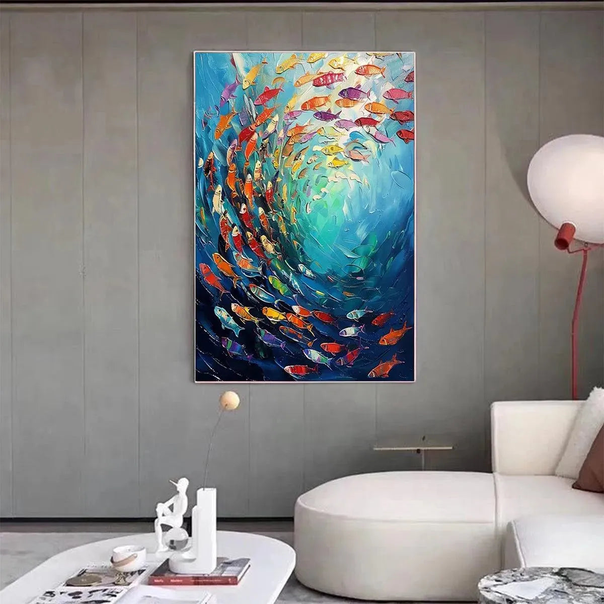 Colorful Animal Oil Painting – Whirlpool Of Fish