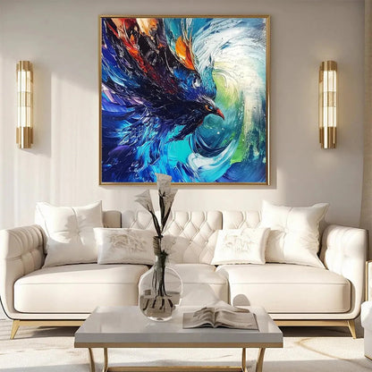 Orange and Red Bird Impasto Oil Painting – Storm Razor