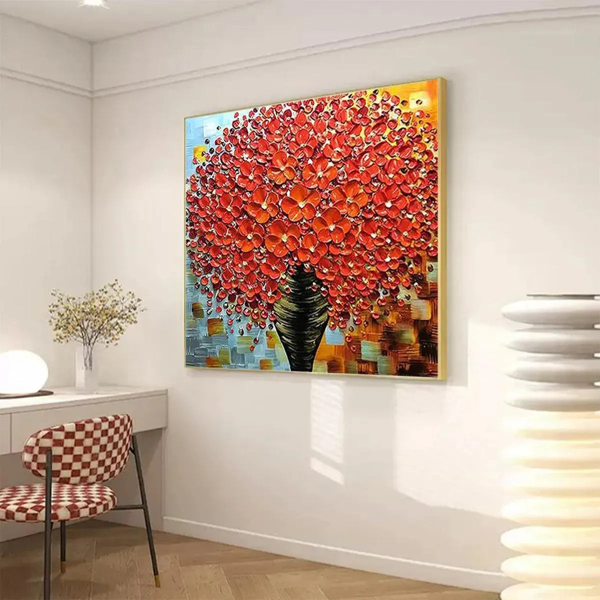 Red Bouquet Impasto Painting – Crimson Bouquet