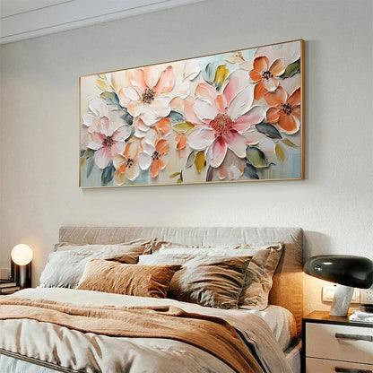 White Floral Impasto Painting – Peach Blossom