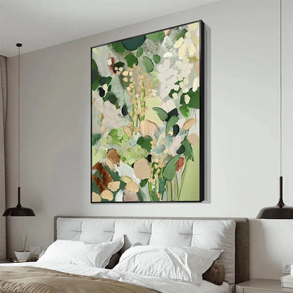 Green and Gold Abstract Meadow Textured Painting – Whispering Meadow