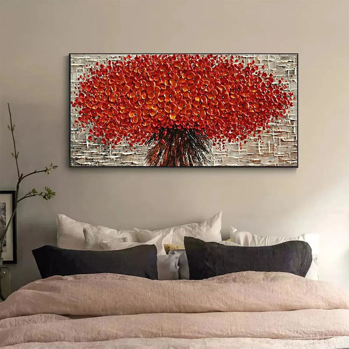 Crimson Burst – Floral Impasto Painting, view 3