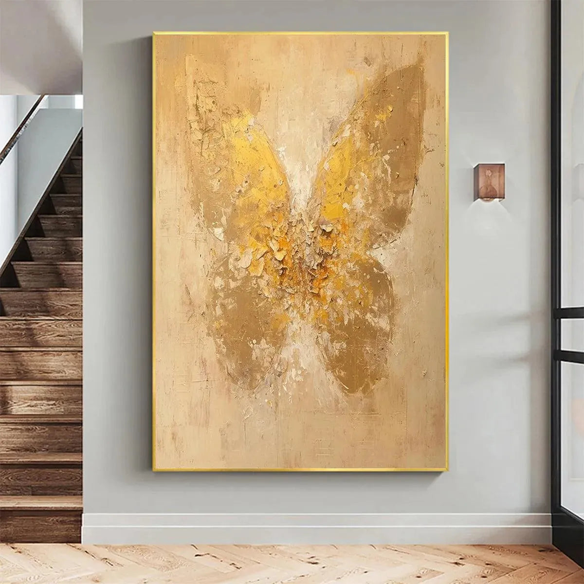 Golden Wings – Butterfly Textured Oil Painting, view 2