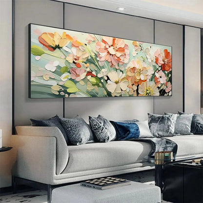 Orange and White Floral Impasto Painting – Sunkissed Garden
