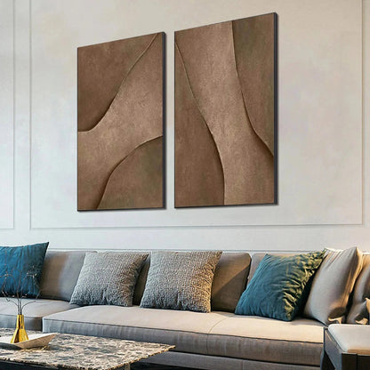 Brown Wabi-Sabi Abstract Textured Oil Painting – Brown Texture Duo