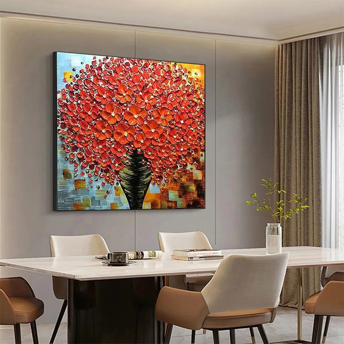 Red Bouquet Impasto Painting – Crimson Bouquet