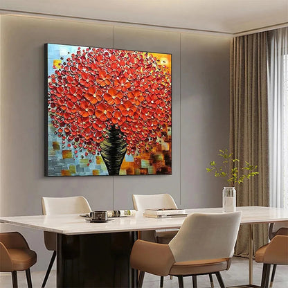 Red Bouquet Impasto Painting – Crimson Bouquet