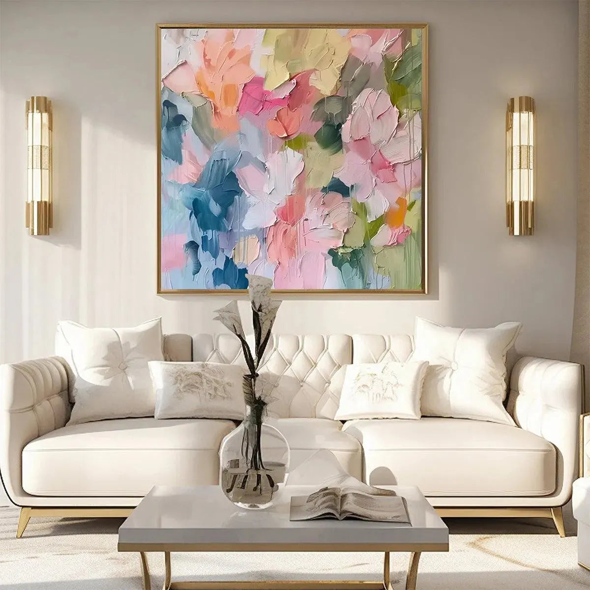 Abstract Floral Impasto Painting – Pastel Dream