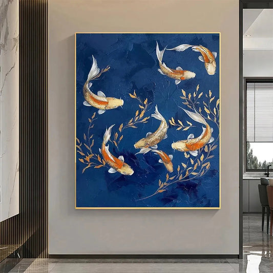 Golden Koi – Koi Fish Oil Painting, view 2